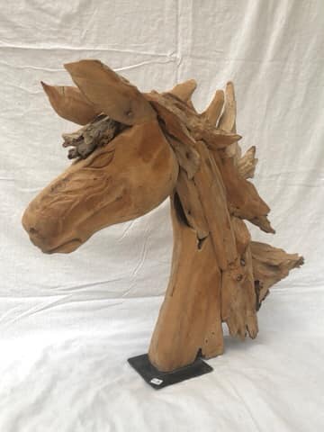 Tête de cheval bois recyclé à poser